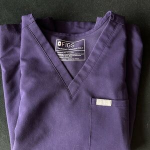 Figs Deep Purple V-Neck Scrub Top
